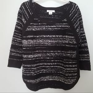 Liz‎ Claiborne Black White Sweater Large Women Striped